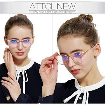ATTCL Unisex Blue Light Blocking Glasses Eyeglasses Frame Anti Blue Ray Computer Game Glasses 5054-Pink