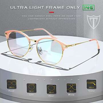 ATTCL Unisex Blue Light Blocking Glasses Eyeglasses Frame Anti Blue Ray Computer Game Glasses 5054-Pink