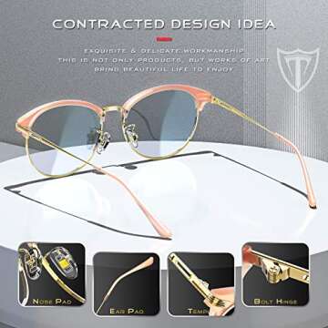 ATTCL Unisex Blue Light Blocking Glasses Eyeglasses Frame Anti Blue Ray Computer Game Glasses 5054-Pink