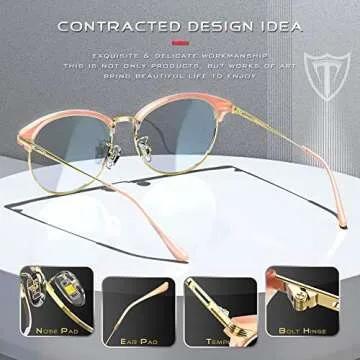 ATTCL Unisex Blue Light Blocking Glasses Eyeglasses Frame Anti Blue Ray Computer Game Glasses 5054-Pink
