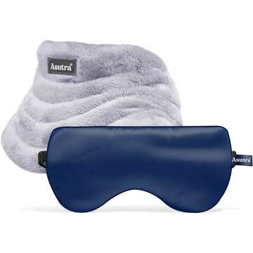 ASUTRA Navy Silk Eye Pillow & Grey Weighted Neck Wrap Set