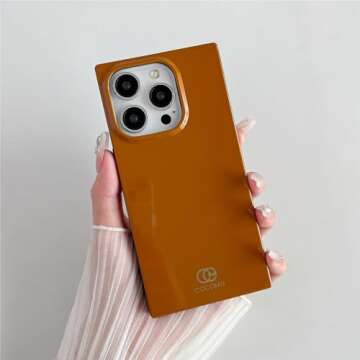 Cocomii - Rectangle Case Compatible with iPhone 14 Pro - Solid Color, Fashionable Hues, Glossy, Women Girls Men, Protective Phone Case for iPhone 14 Pro 6.1 inch, Caramel