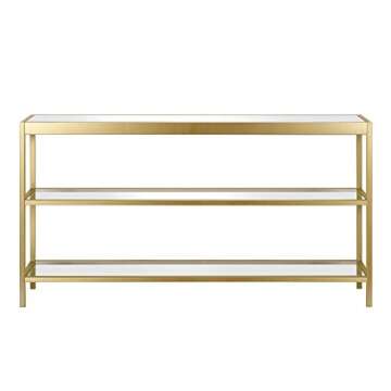 Henn&Hart 55" Wide Rectangular Console Table in Brass, Entryway Table, Accent Table for Living Room, Hallway