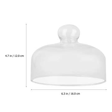 Cabilock Round Clear Glass Cloche Dome Cake Display Cover Food Plate Lid Protective Platter Cover fo...
