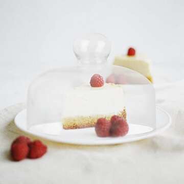Cabilock Round Glass Cloche for Cake and Food Display