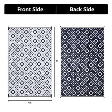 EDWINENE Outdoor Rug 6x9 Waterproof for Patios, Reversible Modern Area Rug Mat, Plastic Straw Rug fo...