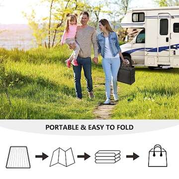 EDWINENE Outdoor Rug 6x9 Waterproof for Patios, Reversible Modern Area Rug Mat, Plastic Straw Rug for RV, Deck, Trailer, Balcony, Backyard, Picnic, Beach, Camping, Black and White