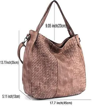 WISHESGEM Women Handbags Top-Handle Fashion Hobo Tote Bags PU Leather Shoulder Satchel Bags Light Coffee