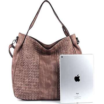 WISHESGEM Women Handbags Top-Handle Fashion Hobo Tote Bags PU Leather Shoulder Satchel Bags Light Coffee