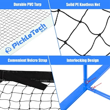 PICKLETECH 4.0 Slim Portable Pickleball Net for All Ages