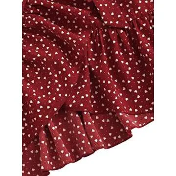 MakeMeChic Women's Two Piece Ruffle Trim Cami Crop Top and Wrap Skirt Set Burgundy S