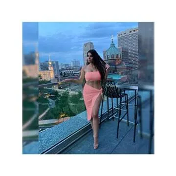BEAGIMEG Women's One Shoulder Pink Bodycon Dress