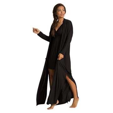 Barefoot Dreams Luxe Milk Jersey Women's Duster Robe, Black, S/M