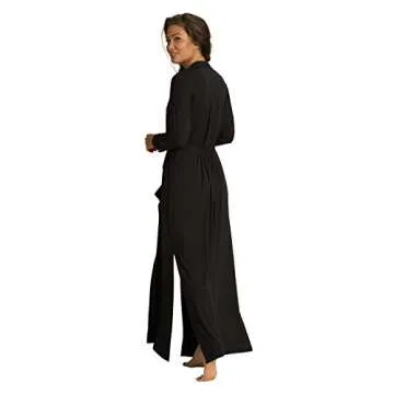 Barefoot Dreams Luxe Milk Jersey Women's Duster Robe, Black, S/M