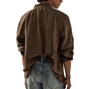 Free People Women's Summer Daydream Button Down Top, Espresso, Brown, XS