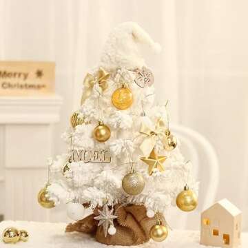 Christmas Decoration Flocking Mini Christmas Tree Package LED Desktop Christmas Tree Decoration White Christmas Tree Desktop Christmas Tree