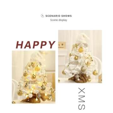 Christmas Decoration Flocking Mini Christmas Tree Package LED Desktop Christmas Tree Decoration White Christmas Tree Desktop Christmas Tree