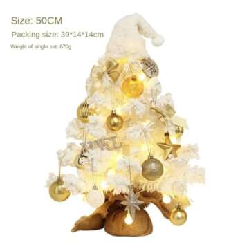 Christmas Decoration Flocking Mini Christmas Tree Package LED Desktop Christmas Tree Decoration White Christmas Tree Desktop Christmas Tree