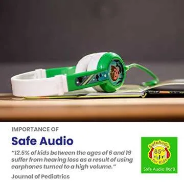 BuddyPhones Explore Non Foldable - Kids Volume Limiting Headphones - Built-In Audio Sharing Cable and In-Line Mic - Compatible with Fire, iPad, iPhone and Android Devices- Green