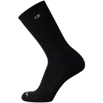 Calvin Klein Men’s Crew Socks - 6 Pack Performance Cushion Comfort Crew Socks - Breathable Athletic Socks for Men (7-12), Size 7-12, Black