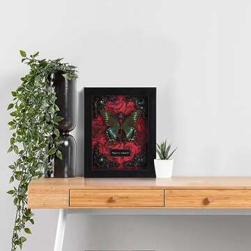 Real Butterfly Framed Butterfly Taxidermy - Butterfly Shadow Box, Real Framed Butterflies in a Box for Gothic Home Decor Aesthetic (A_Alpine Black Swallowtail Red Background #1)