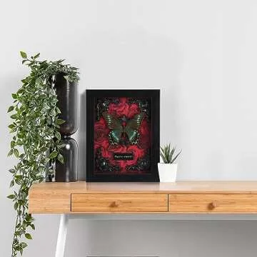 Real Butterfly Framed Butterfly Taxidermy - Butterfly Shadow Box, Real Framed Butterflies in a Box for Gothic Home Decor Aesthetic (A_Alpine Black Swallowtail Red Background #1)