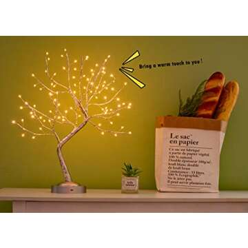 Lostars Tabletop Bonsai Tree Light,90L LED Tree Lamp 6 Hrs Timer,USB & Battery Operated,Adjustable Branches for Bedroom Home Decoration Wedding Christmas Holiday Party (Warm White),Larger LED