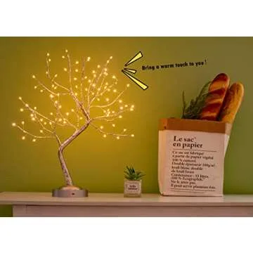 Lostars Tabletop Bonsai Tree Light,90L LED Tree Lamp 6 Hrs Timer,USB & Battery Operated,Adjustable Branches for Bedroom Home Decoration Wedding Christmas Holiday Party (Warm White),Larger LED