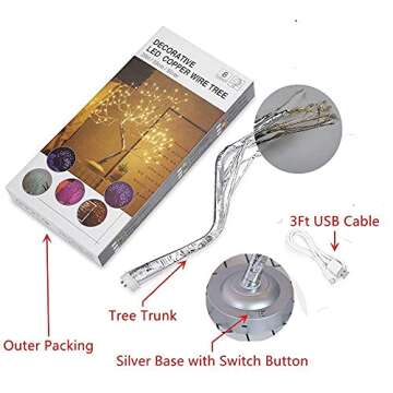 Lostars Tabletop Bonsai Tree Light,90L LED Tree Lamp 6 Hrs Timer,USB & Battery Operated,Adjustable Branches for Bedroom Home Decoration Wedding Christmas Holiday Party (Warm White),Larger LED