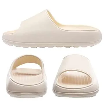 Beslip Platform Slide Sandals for Men Women Lightweight Open Toe Shower Shoes Cream 4041