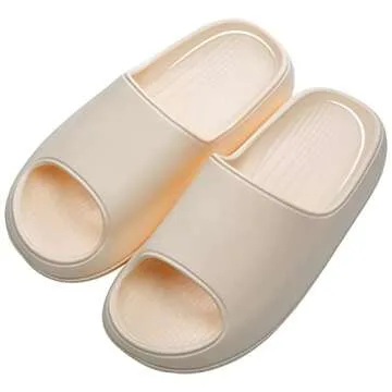 Beslip Platform Slide Sandals for Men Women Lightweight Open Toe Shower Shoes Cream 4041