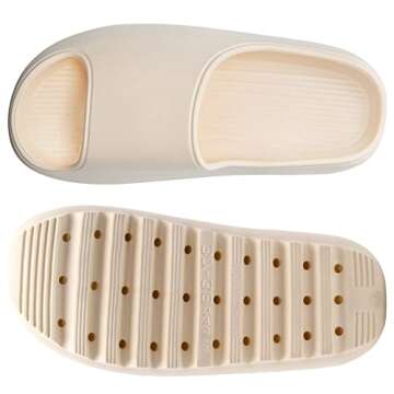 Beslip Platform Slide Sandals for Men Women Lightweight Open Toe Shower Shoes Cream 4041