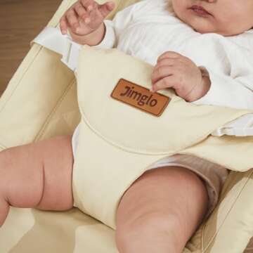 Jimglo Baby Bouncer, Foldable Infant Bouncer for Babies, Portable Baby Bouncer Seat with Adjustable ...