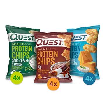 Quest Nutrition Protein Chips & Tortilla Chips Variety Bundle with BBQ, Cheddar & Sour Cream, Sour Cream & Onion, and Ranch Flavors (Pack of 13)