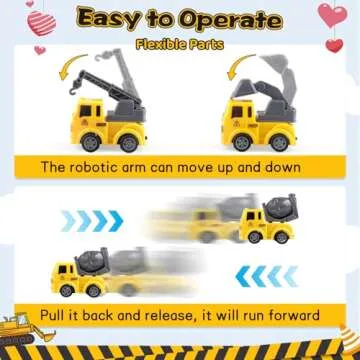 Valentines Day Gifts for Kids, 24 Pack Trucks Valentines Cards with Construction Vehicles Toys Car for Kids Valentine's Classroom Exchange Prizes, Toddlers Girls Boys School Party Favors Gifts