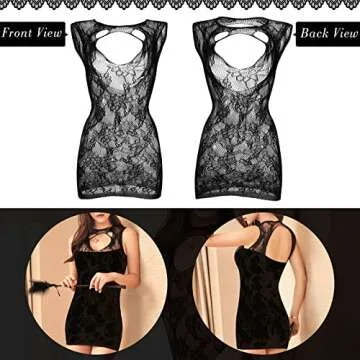 Geyoga 12 Pieces Women's Lingerie Smock Lingerie Swimsuits Coverup Sleepwear Dress for Women Favor (Black)