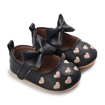 LAFEGEN Baby Girls Mary Jane Flats with Bownot Non Slip Soft Sole PU Leather Newborn Infant Toddler First Walker Cirb Dress Shoes(12-18 Months Toddler 21 Black)