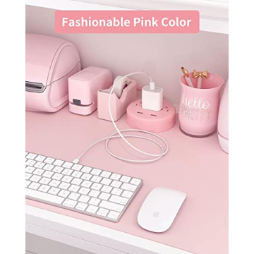 10 ft Pink Power Strip with USB for Travel and Home