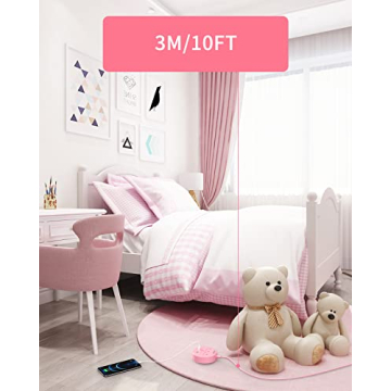 10 ft Pink Power Strip with USB for Travel and Home