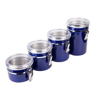 Creative Home Set of 4 Pieces Stainless Steel Kitchen Storage Jar Container Canister with Clear Airt...