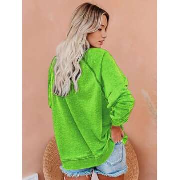 LIK EPOCH Womens Christmas Sweatshirt Long Sleeve Crewneck Vintage Blouse Graphic Sweater Christmas Large Green