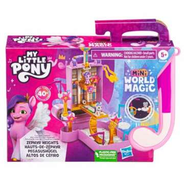 My Little Pony Mini World Magic Compact Creation Zephyr Heights Toy, Buildable Playset with Princess Pipp Petals Pony for Kids Ages 5 and Up