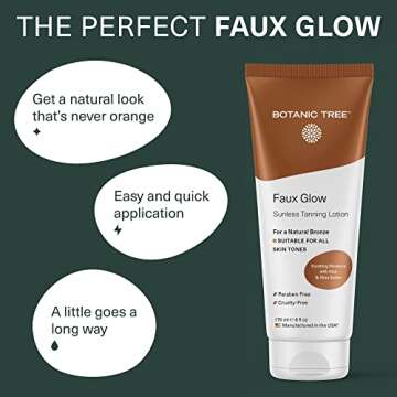 Botanic Tree Self Tanner - Sunless Tanner for Natural-Looking Fake Tan-Herbal Self Tanning Lotion fo...