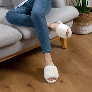 Parlovable Women's Faux Fur Fluffy Slippers for Comfort