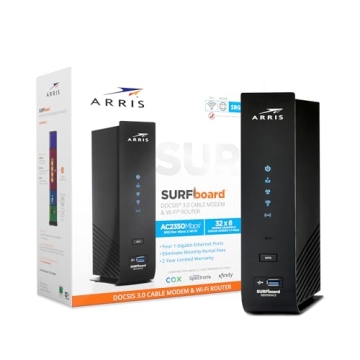 ARRIS SURFboard - SBG7600AC2 - Renewed - DOCSIS 3.0 Cable Modem & AC2350 Wi-Fi Router, Approved for Comcast Xfinity, Cox, Charter Spectrum & More, (4) 1 Gbps Ports, 800 Mbps Max Speeds - Renewed