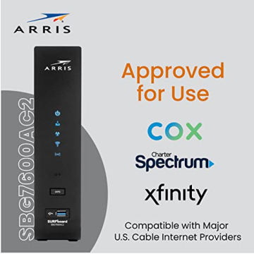 ARRIS SURFboard - SBG7600AC2 - Renewed - DOCSIS 3.0 Cable Modem & AC2350 Wi-Fi Router, Approved for Comcast Xfinity, Cox, Charter Spectrum & More, (4) 1 Gbps Ports, 800 Mbps Max Speeds - Renewed