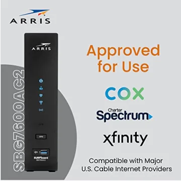 ARRIS SURFboard - SBG7600AC2 - Renewed - DOCSIS 3.0 Cable Modem & AC2350 Wi-Fi Router, Approved for Comcast Xfinity, Cox, Charter Spectrum & More, (4) 1 Gbps Ports, 800 Mbps Max Speeds - Renewed