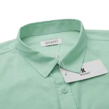 JEKAOYI Button Down Short Sleeve Linen Shirts for Men Summer Casual Cotton Spread Collar Beach Shirt...