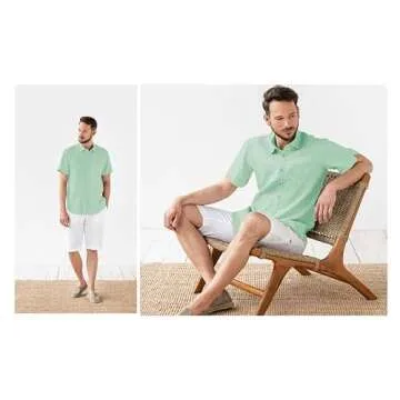JEKAOYI Short Sleeve Linen Shirts for Men - Summer Style