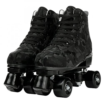 Womens Roller Skates Classic High-top Roller Skates Four-Wheel Roller Skates Shiny Camouflage Roller...